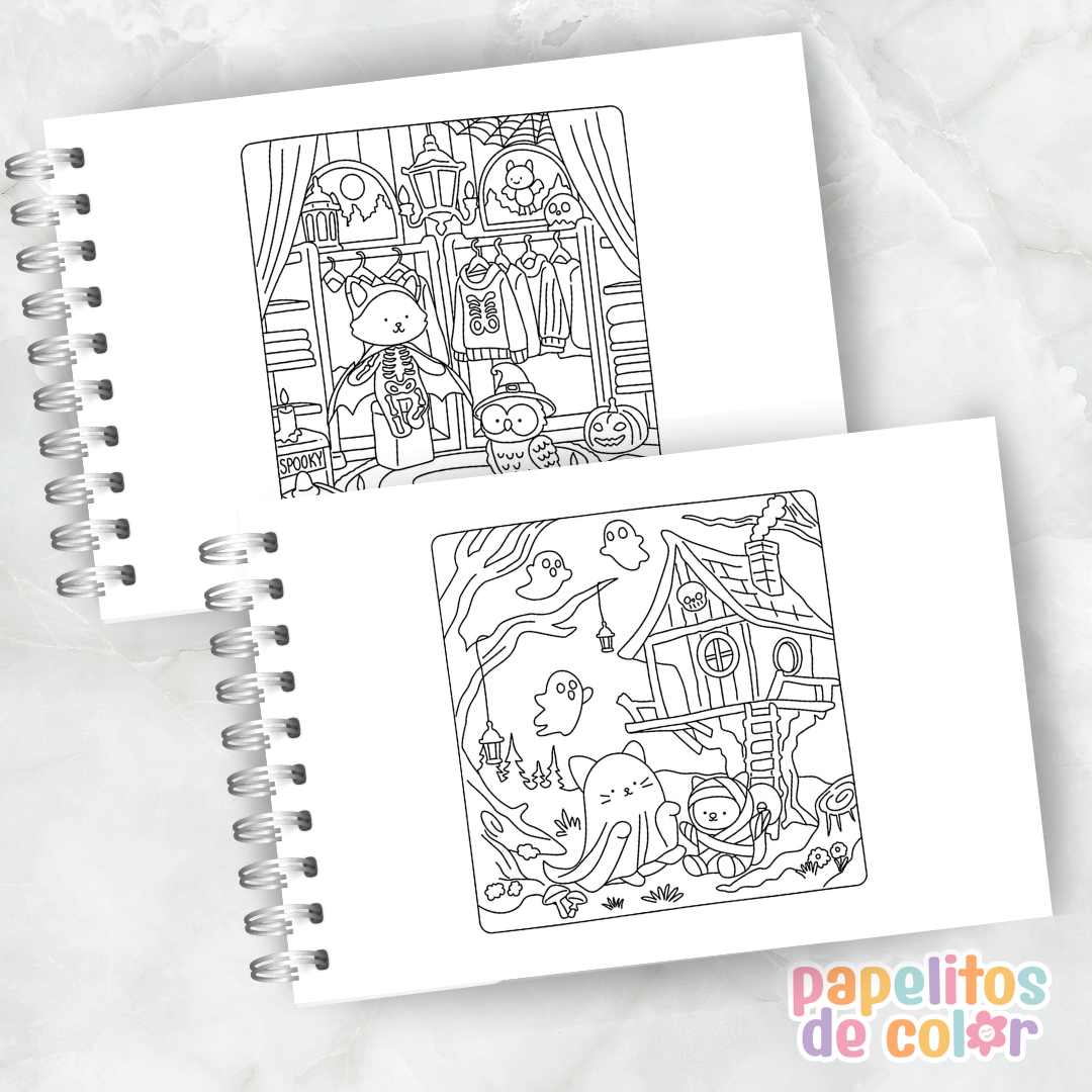 👻🖤 Cuaderno para pintar Spooky Friends ✨🎨
