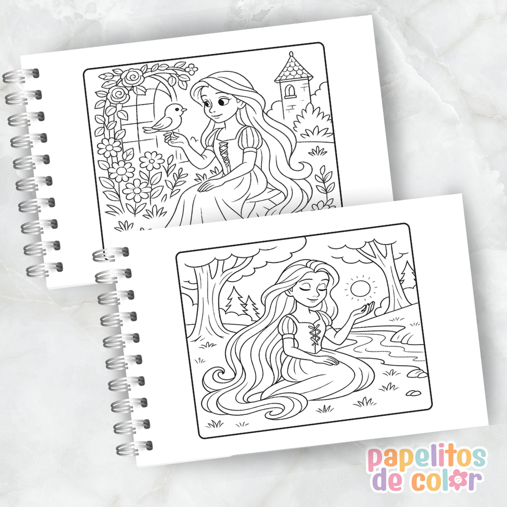 💜🌸 Libro para pintar Rapunzel 🌸💜