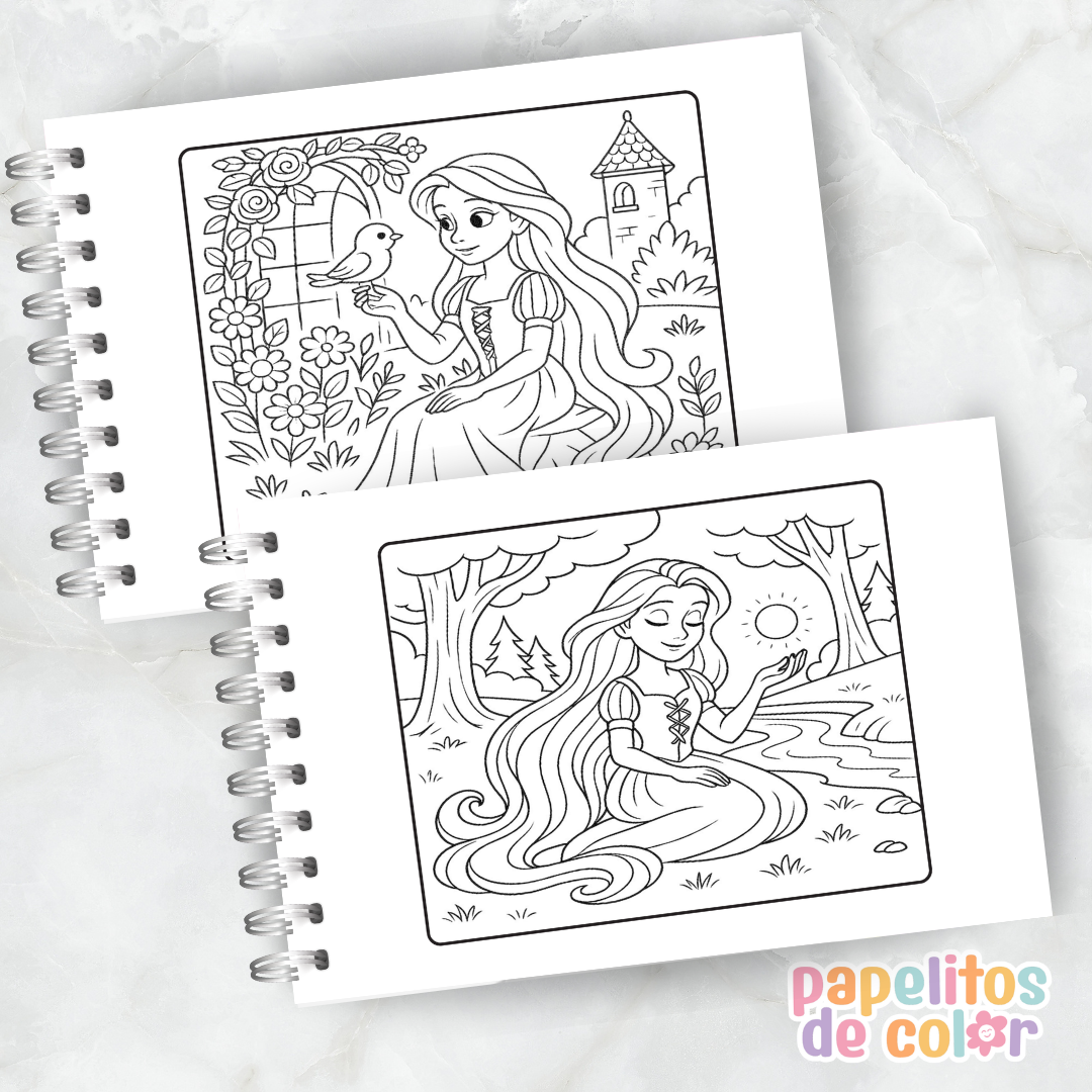 💜🌸 Libro para pintar Rapunzel 🌸💜