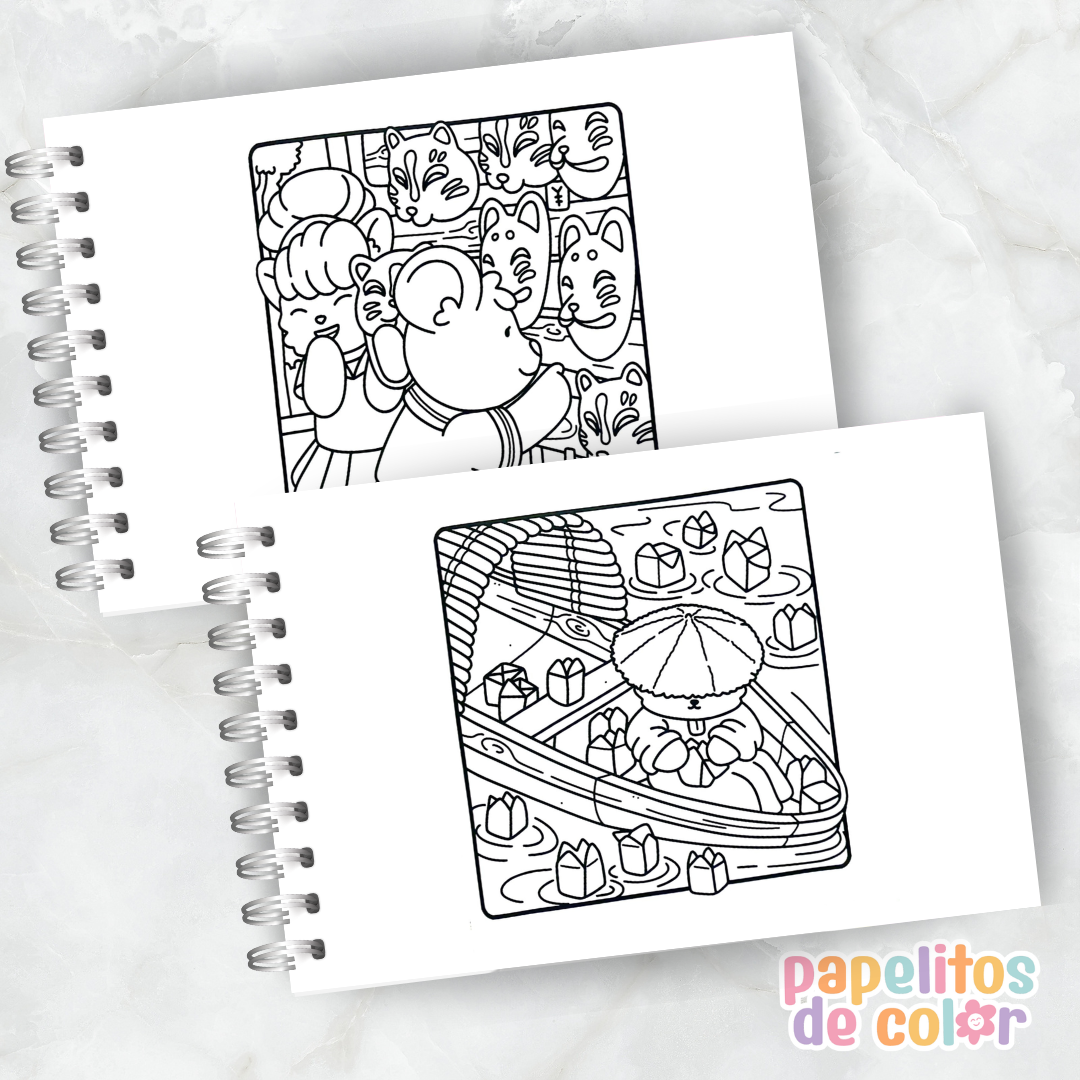 🖍️💖Libro para pintar Cute Japan 🎎🌸✨