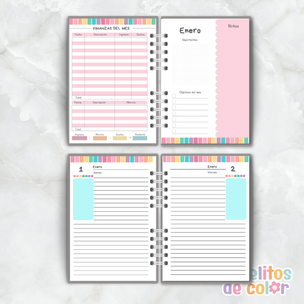 Agenda Rainbow Diaria 2026  🌈📔✨
