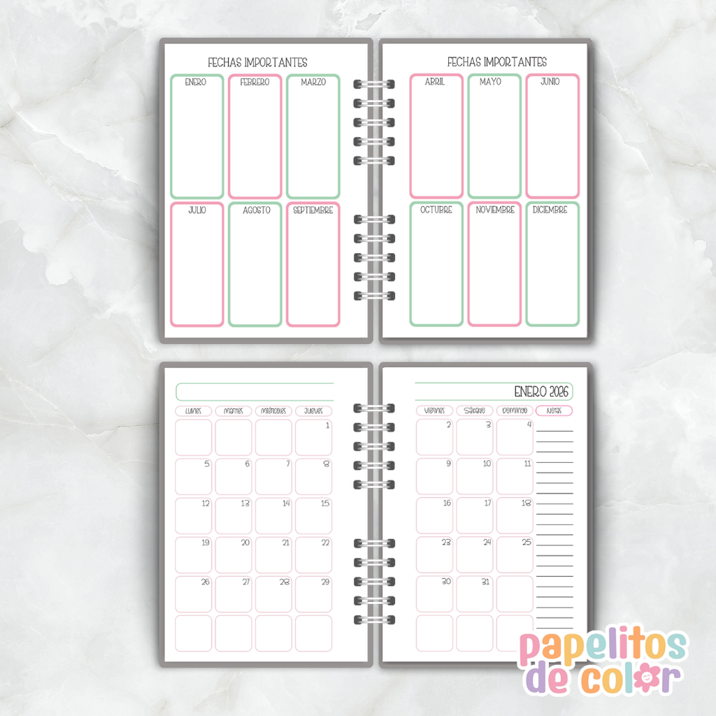 Agenda Semanal Pink 2026 💕
