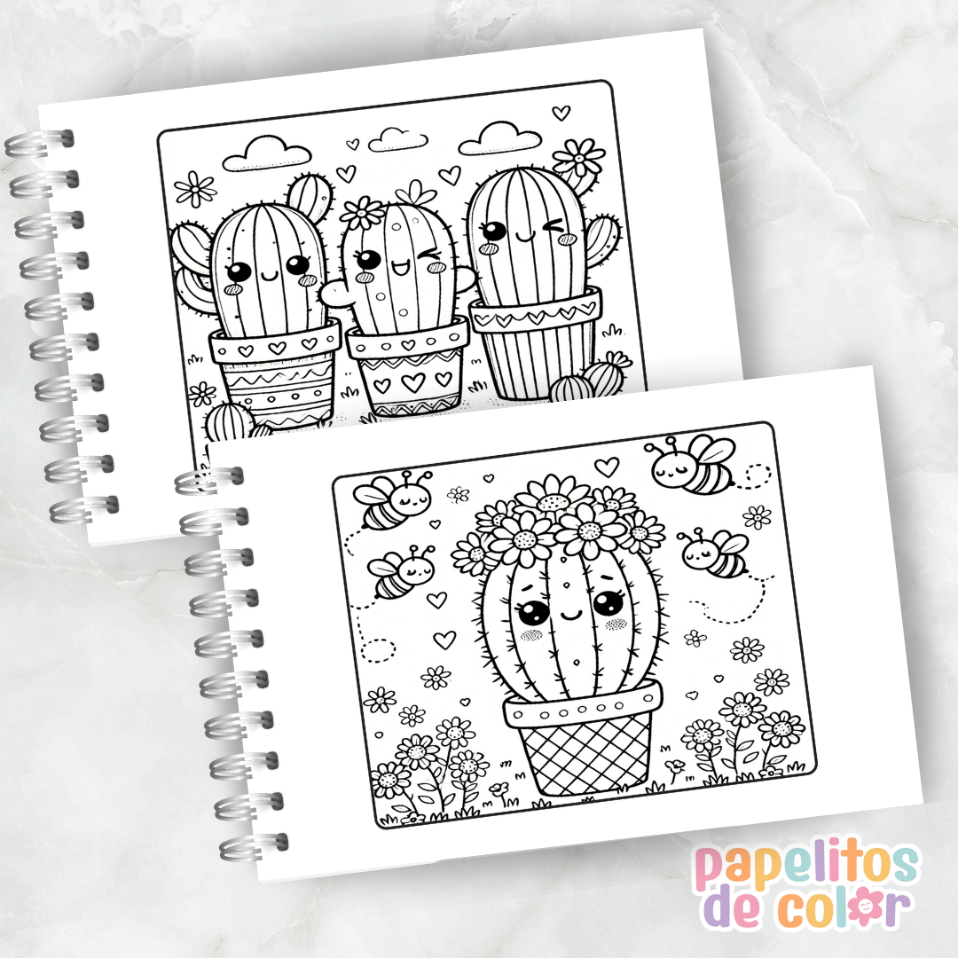 🎨 Libro para Pintar de Cactus 🌵💚✨
