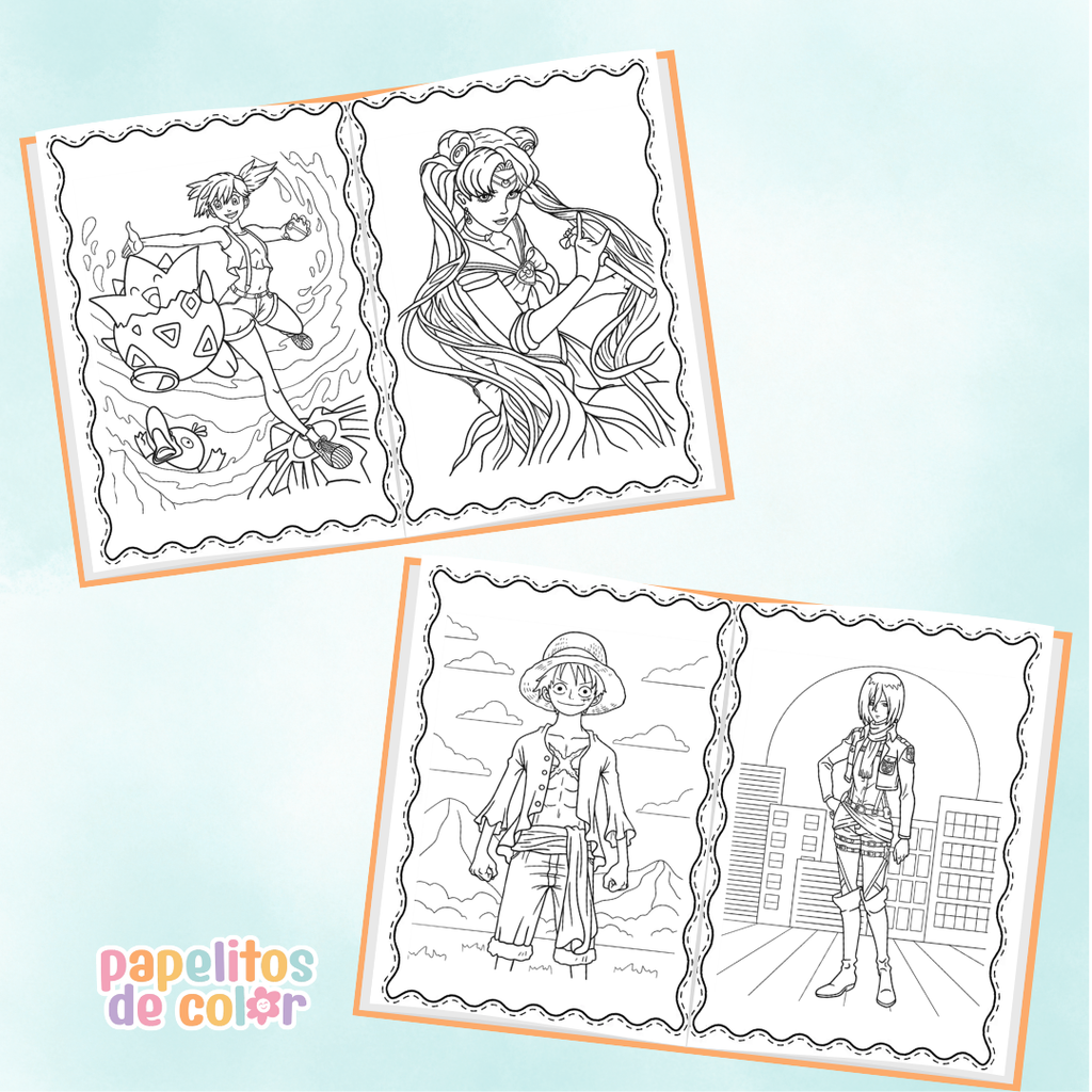🎨 Libritos para Colorear A6 – Animes (Abrochados)
