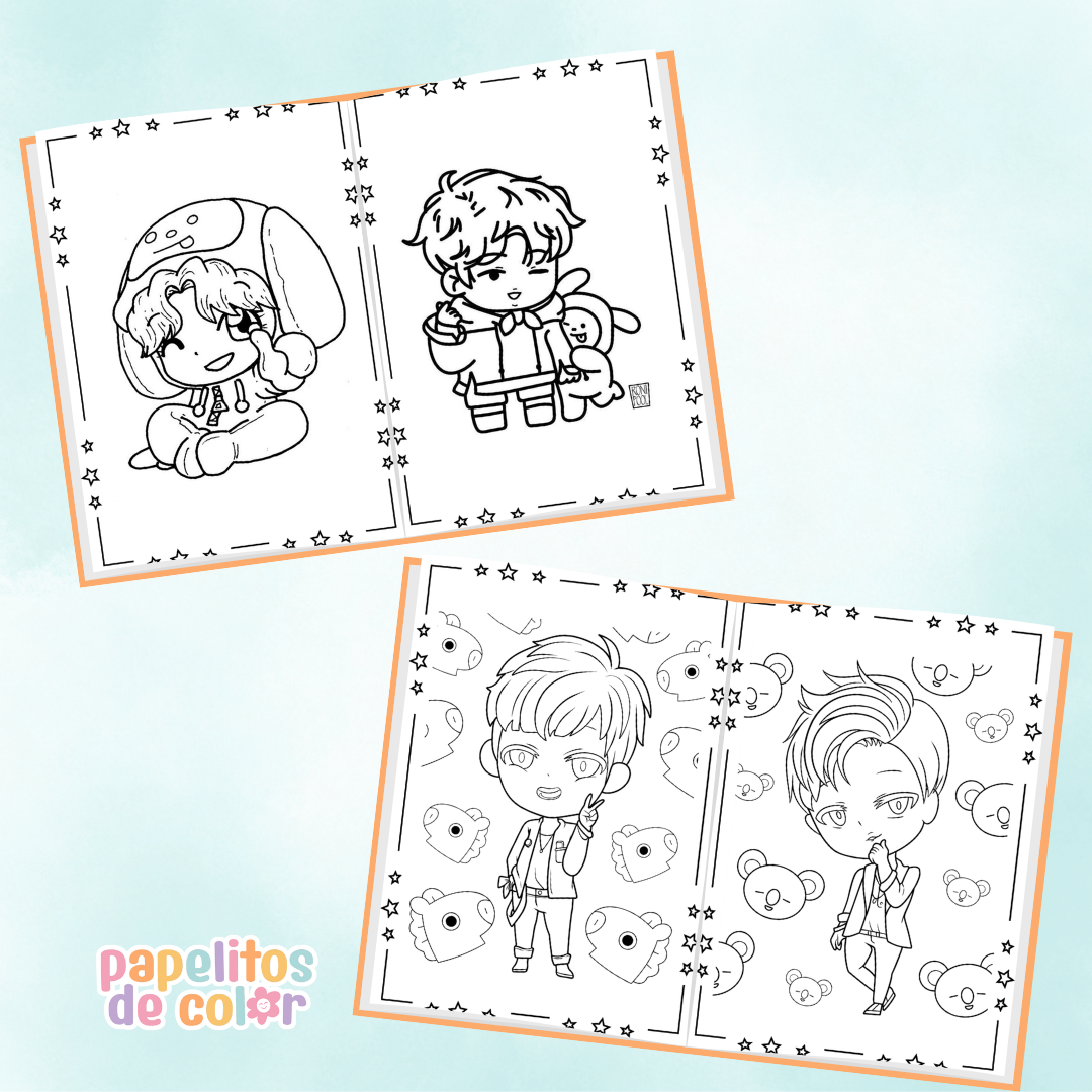🎤 Libritos para Colorear A6 – BTS (Abrochados)