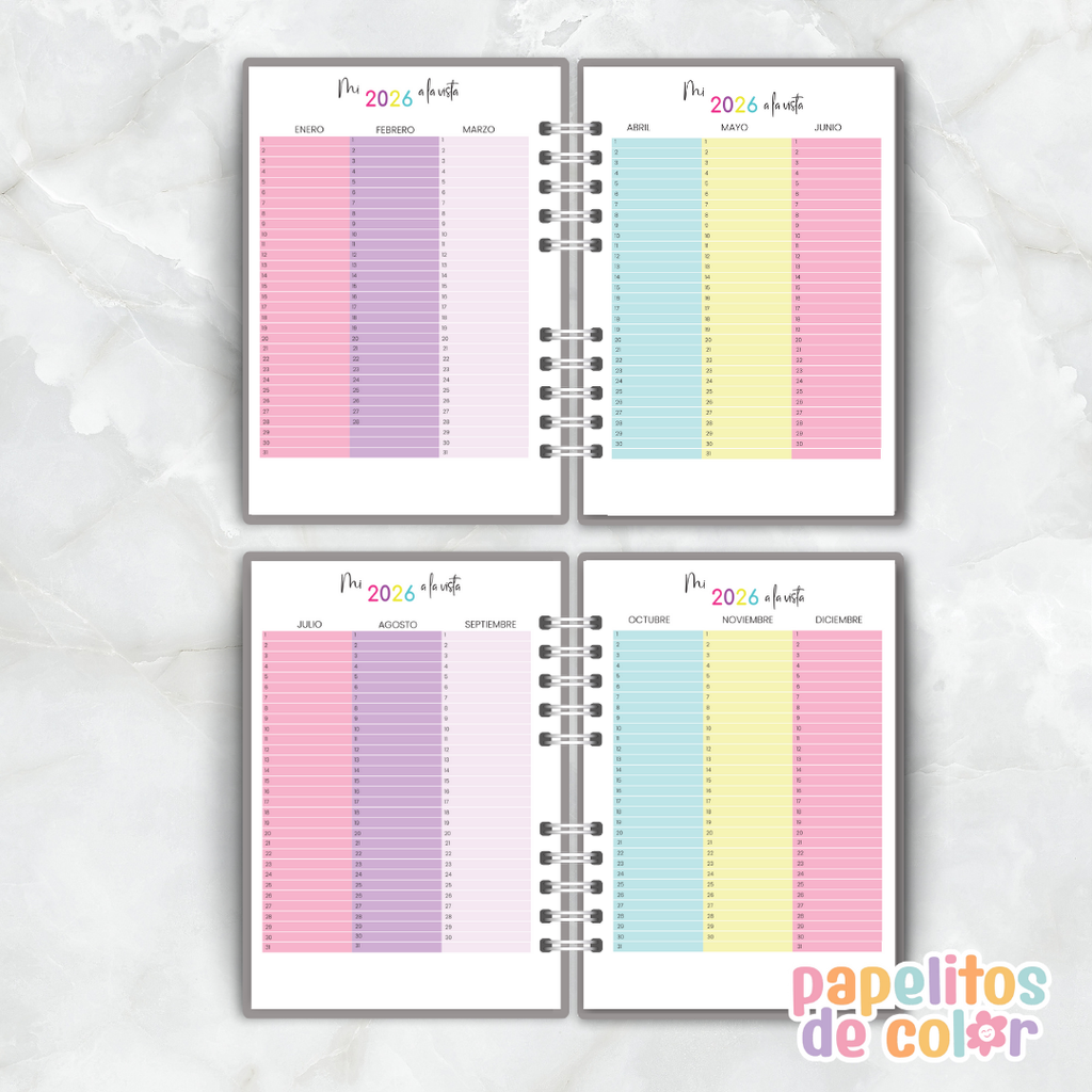 Agenda Semanal Colores 2026 🌈