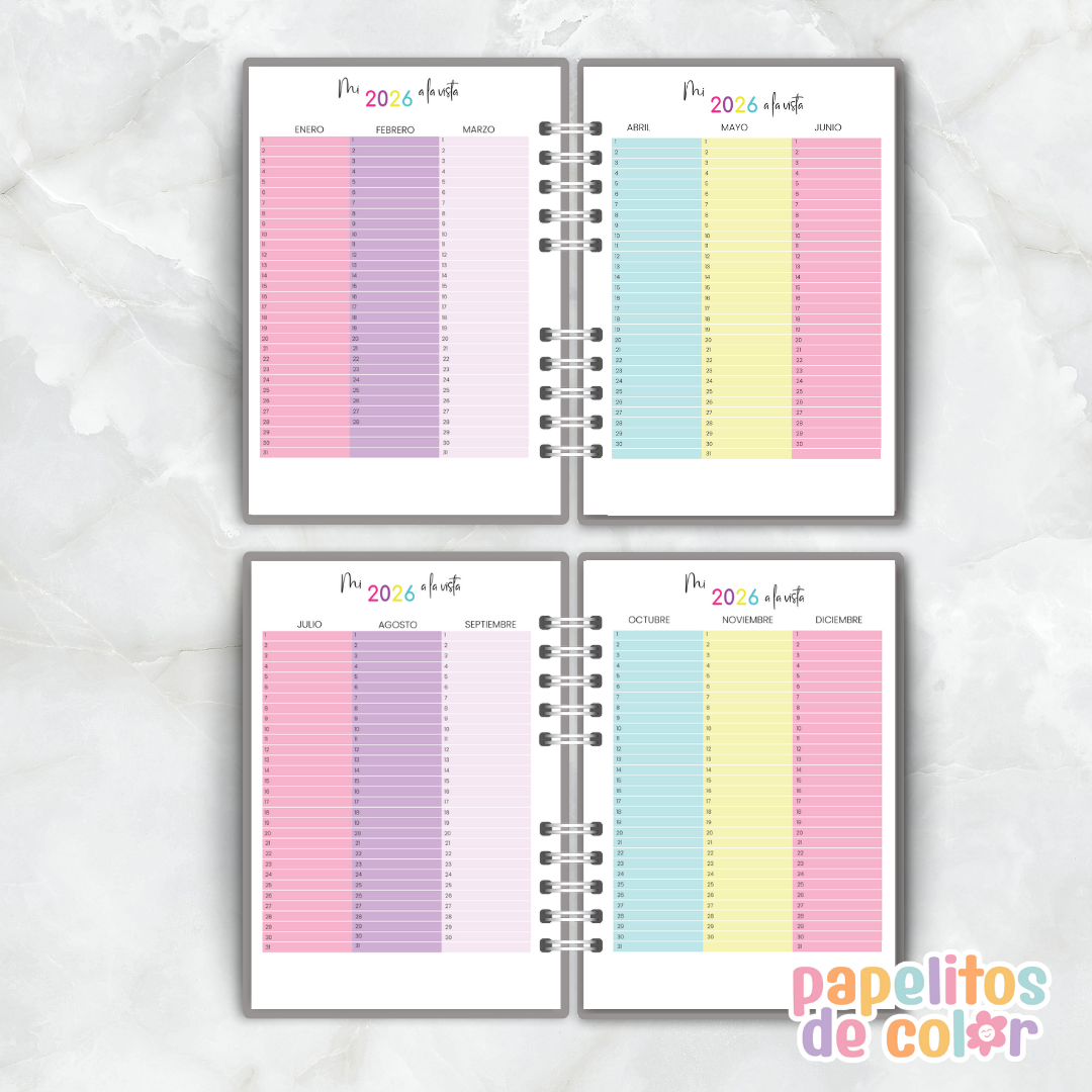 Agenda Semanal Colores 2026 🌈