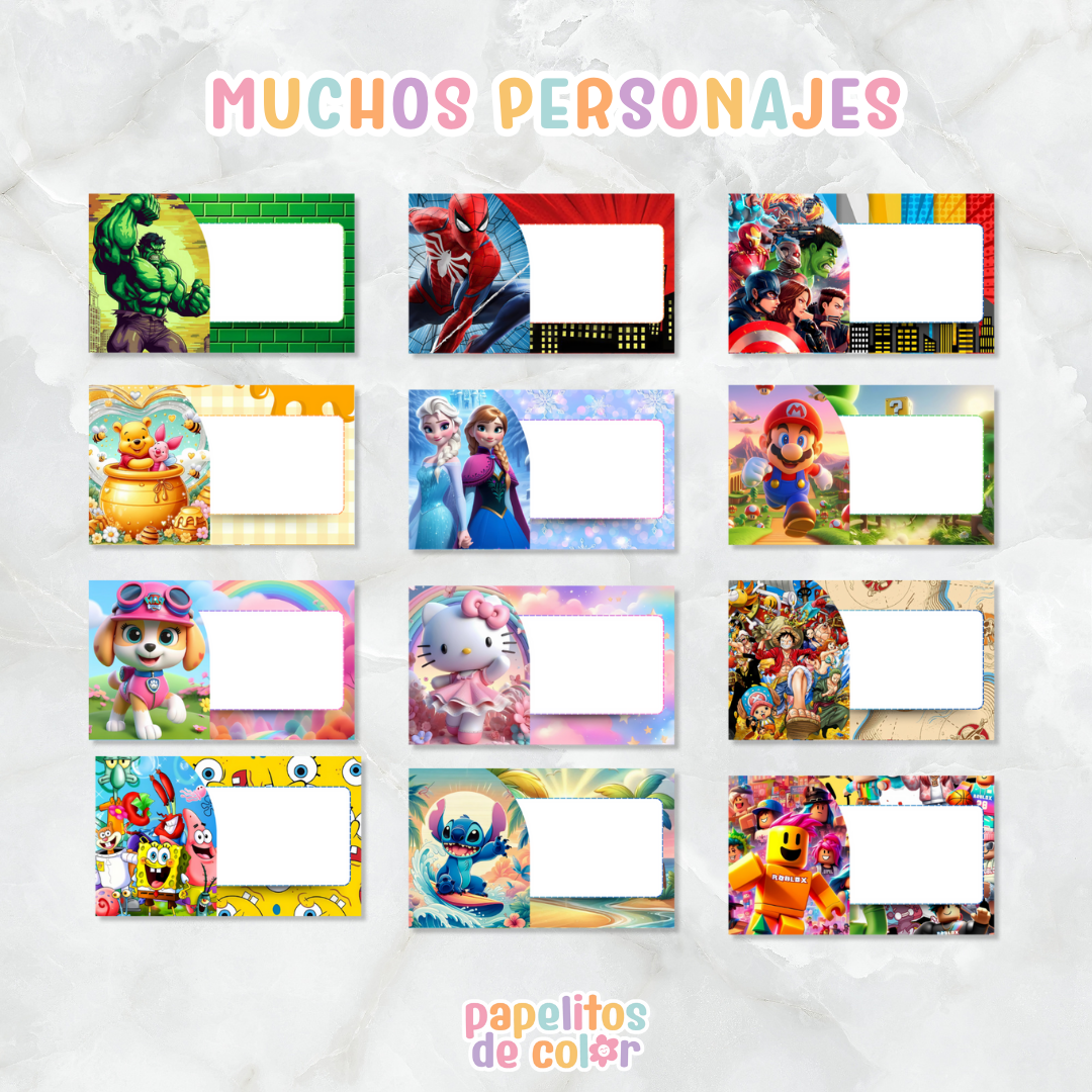 🎒 Kit Escolar – Etiquetas + Tapas  ✨📚