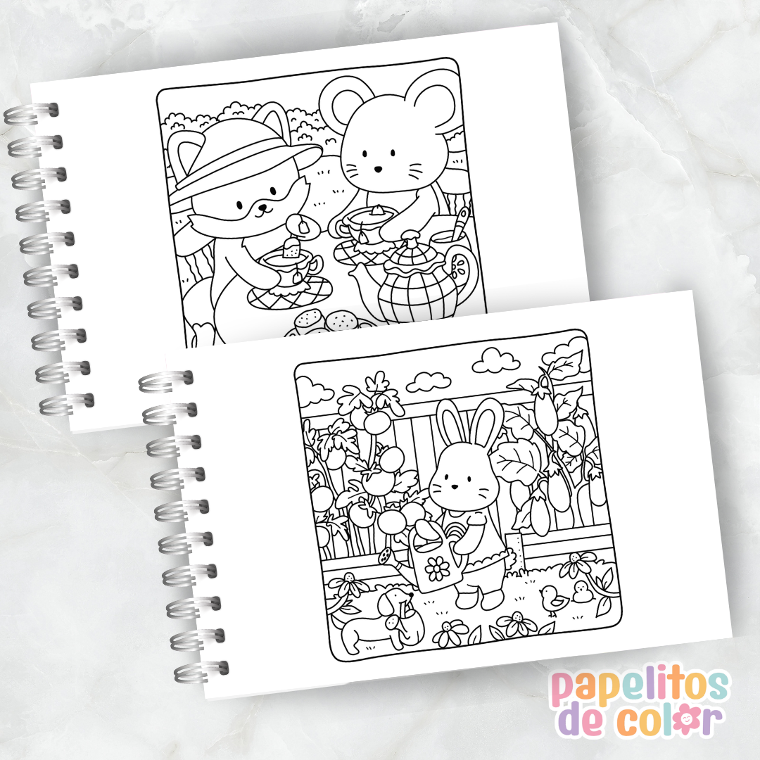 🏡🐻  Libro para Pintar Cottage Friends 🌿🎨