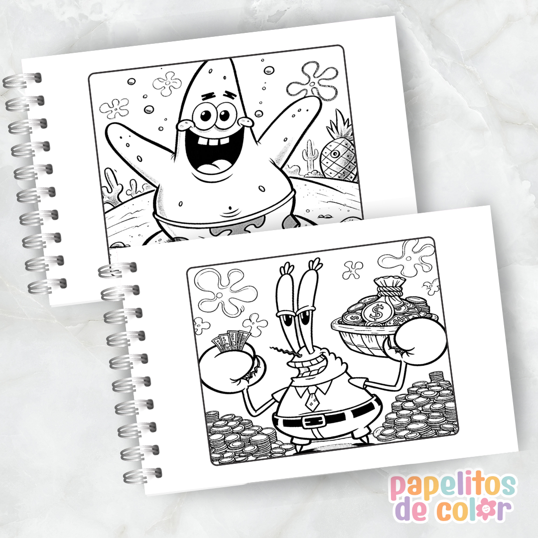 🌊🍍 Cuaderno para pintar Bob Esponja🍍🌊