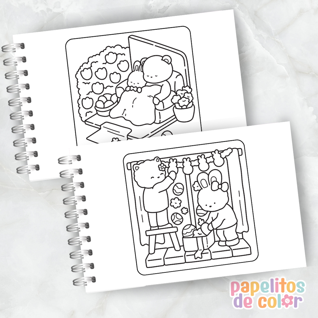 🐰🌸 Libro para Pintar Hoppy Corner 🎨💖