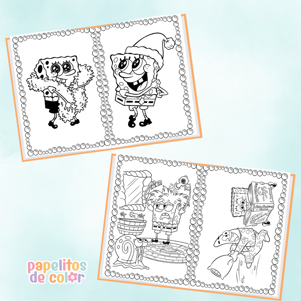 🧽 Libritos para Colorear A6 – Bob Esponja (Abrochados)