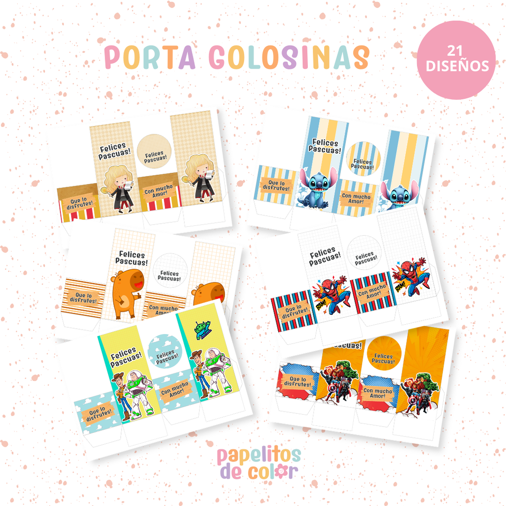 🐰🍫 Portagolosinas – 21 Diseños🥚🎁Pascuas