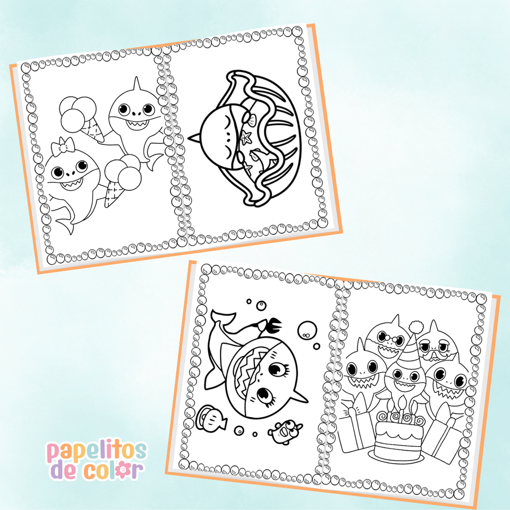 🎨 Libritos para Colorear A6 – Baby Shark (Abrochados)