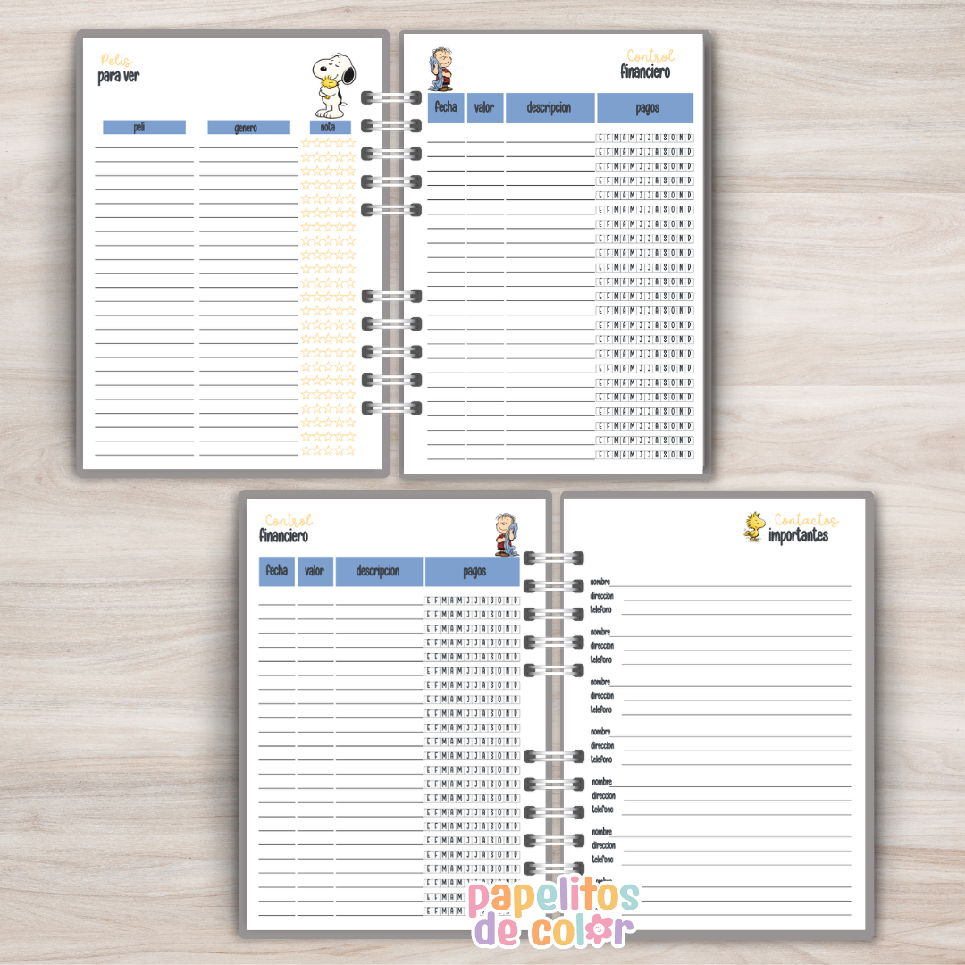 🐶✨ Agenda Snoopy– Dos Días por Hoja 2027🤍