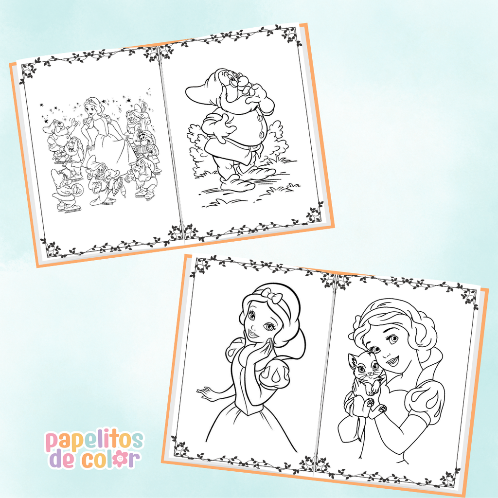 🍎 Libritos para Colorear A6 – Blancanieves (Abrochados)