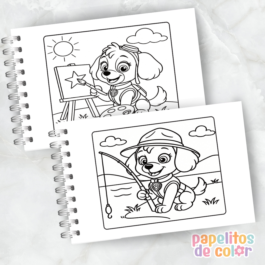 🐾🎶 Libro para pintar Skye (Paw Patrol) 💖🎨