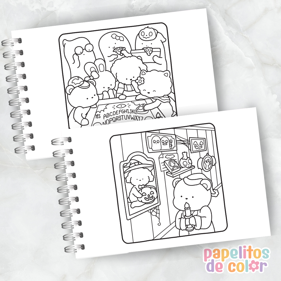 🎃🖍️Libro para pintar Spooky Corner 👻🕸️✨