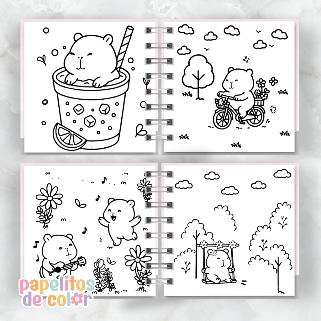 🎨 Libro para Pintar Capibaras (100 Hojas)