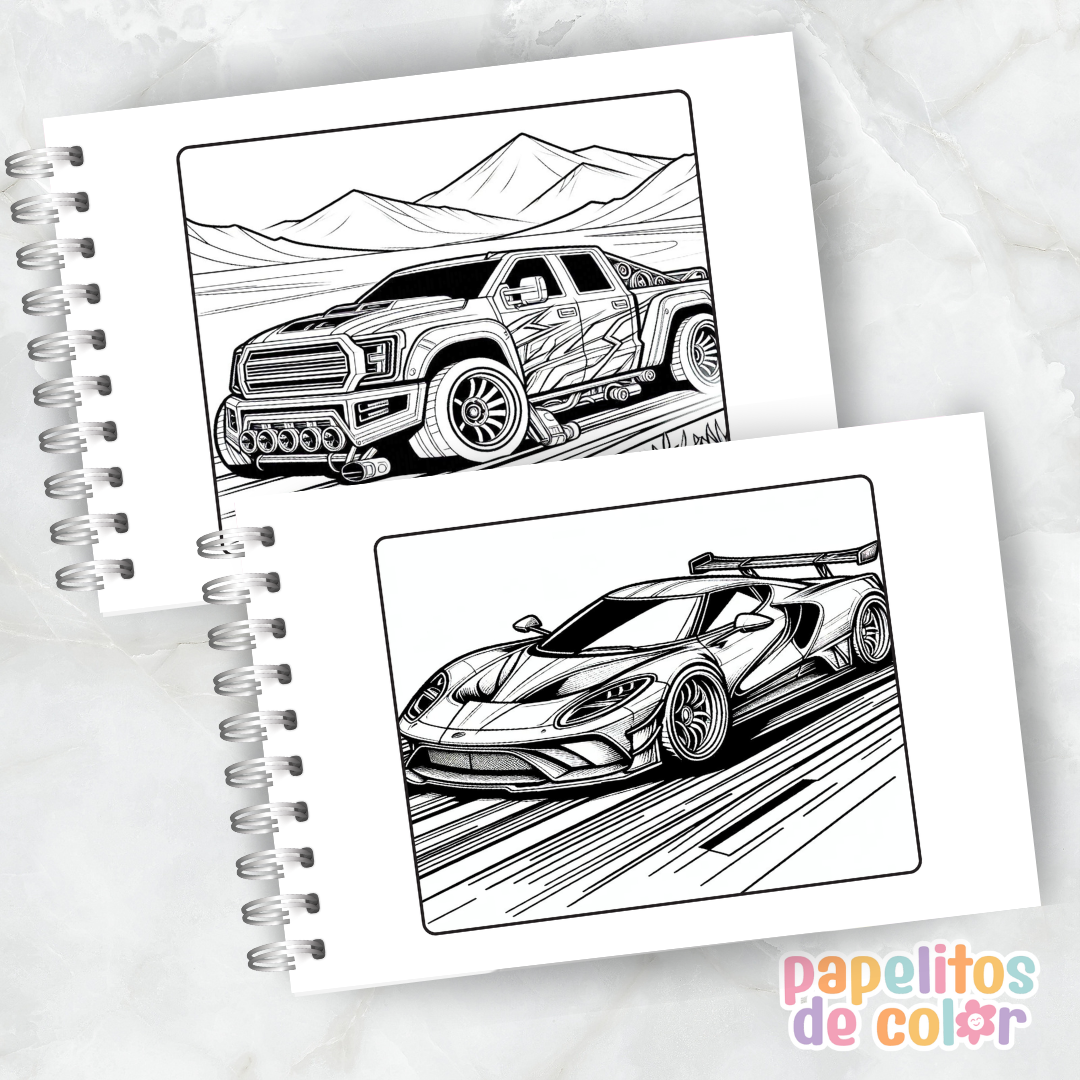 🏎️🔥 Cuaderno para pintar Hot Wheels 🔥🏎️