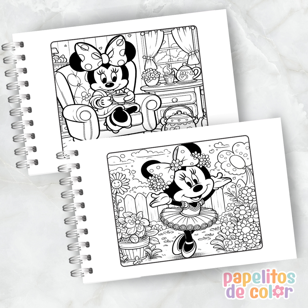 🎀🎶 Libro para pintar Minnie Mouse 💖🎨