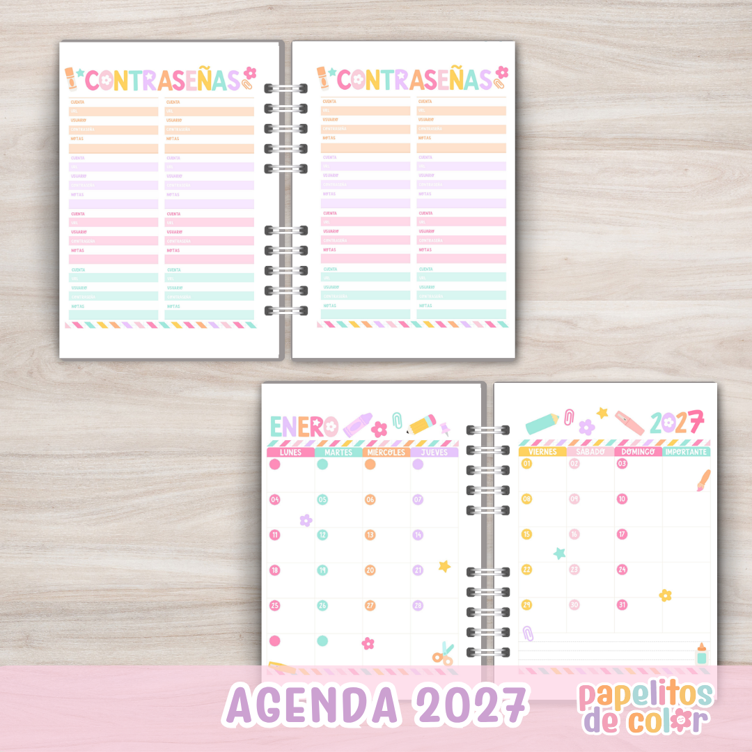 🎀📅 Agenda Wonderful - Semanal 2027 ✨💖