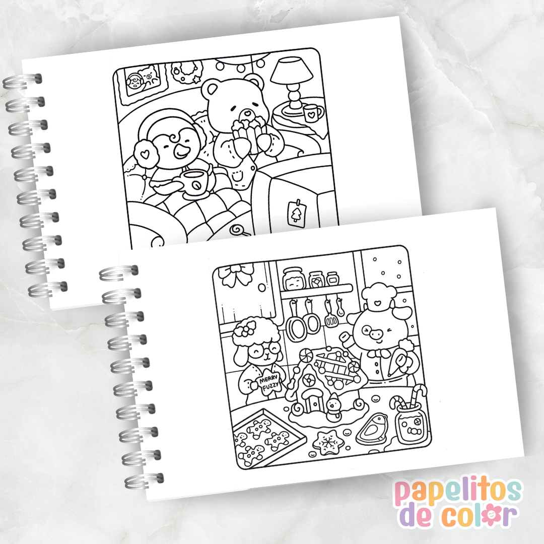 🧸🌈 Libro para Pintar Fuzzy Buddies ✨🎨