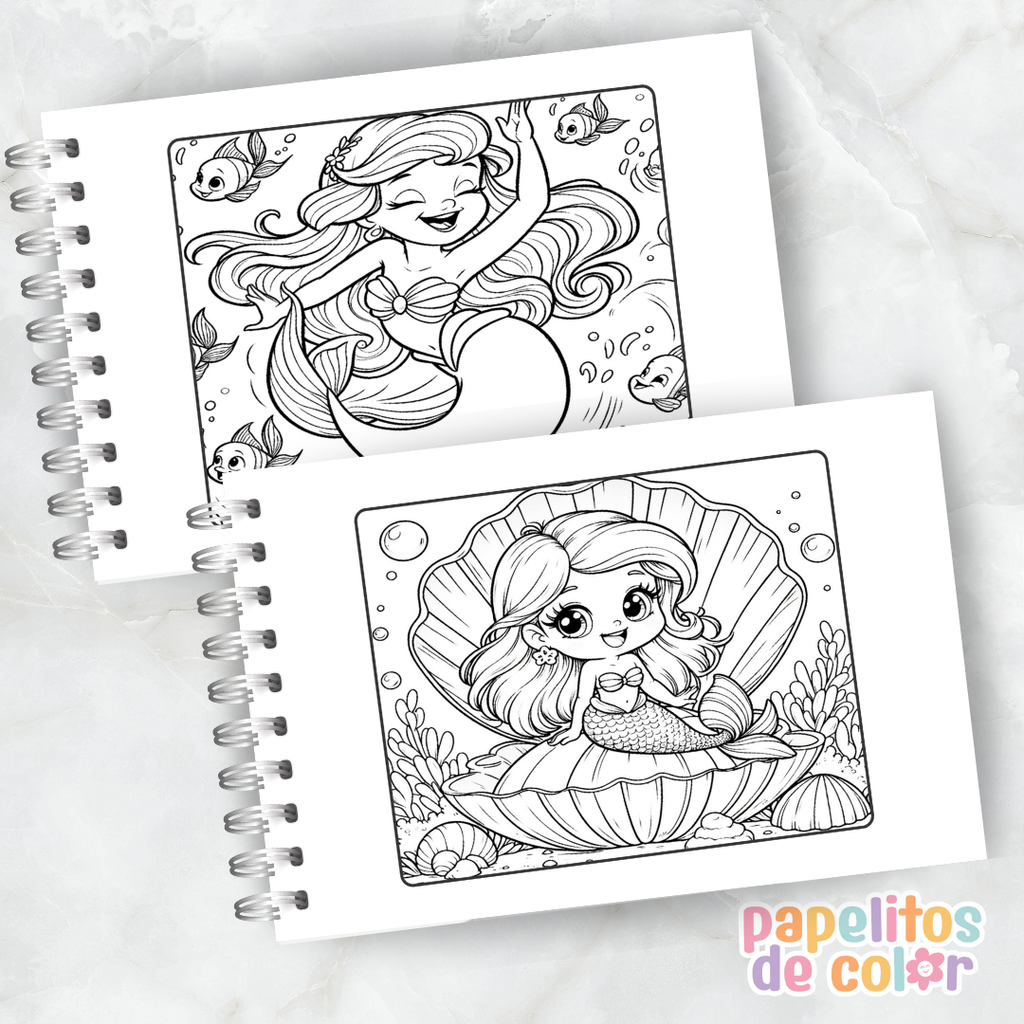 🧜‍♀️🌊 Cuaderno para pintar La Sirenita 🌊🧜‍♀️