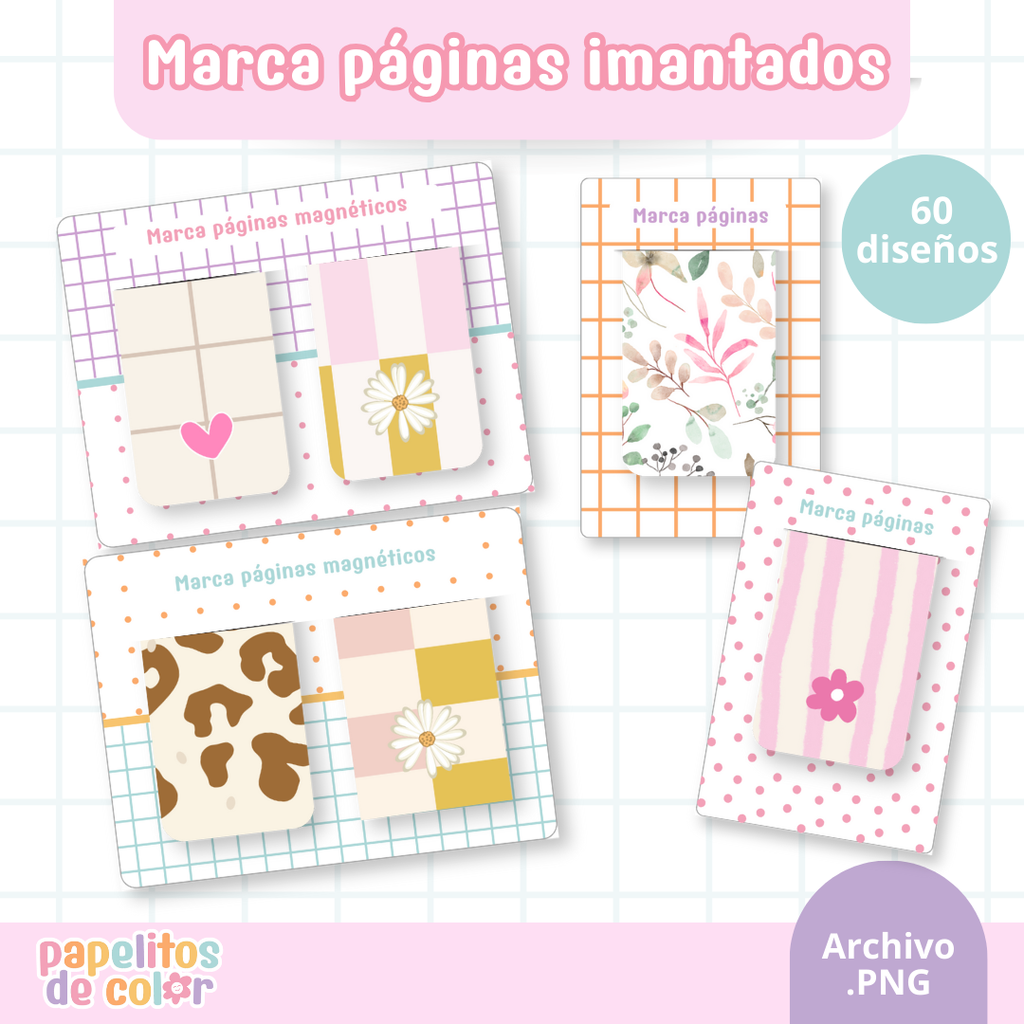 60 Marcapáginas + Bases para Exhibir 💕