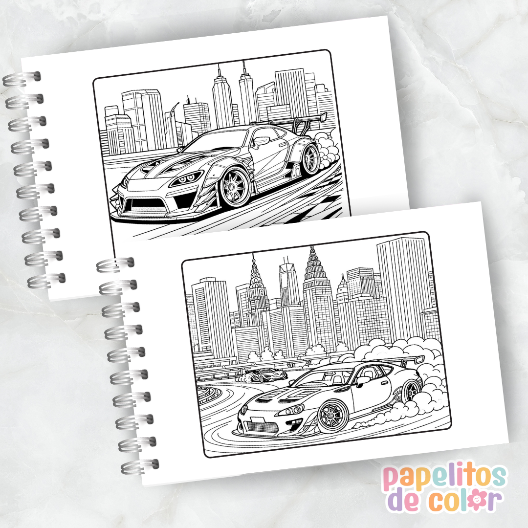 🏎️🔥 Cuaderno para pintar Hot Wheels 🔥🏎️