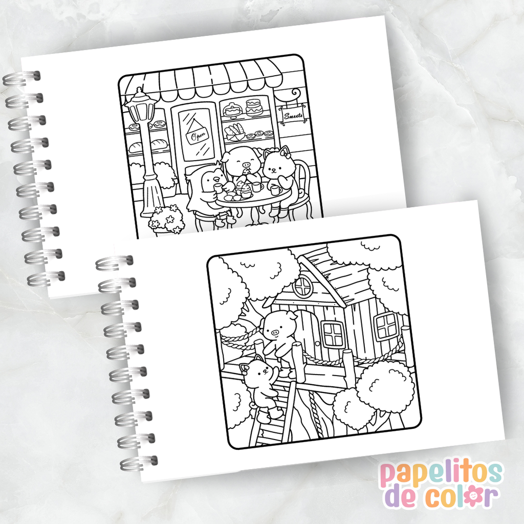 🏡 Cuaderno para Pintar Cozy Village✨