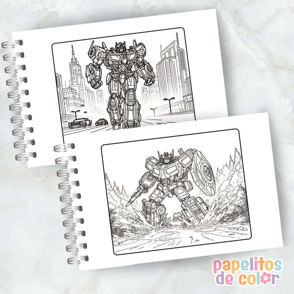 🤖🎶 Libro para pintar Transformers ⚡🎨