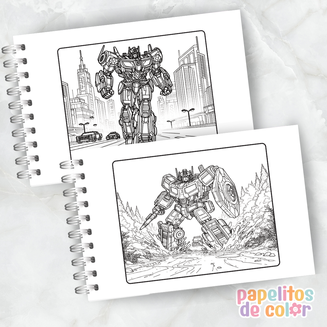 🤖🎶 Libro para pintar Transformers ⚡🎨