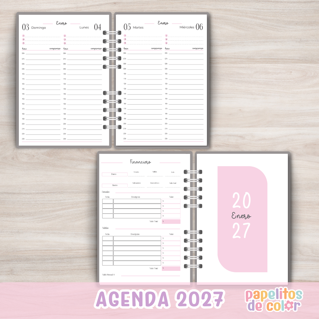🌸 Agenda Armonía - 2 Días por pagina 2027✨