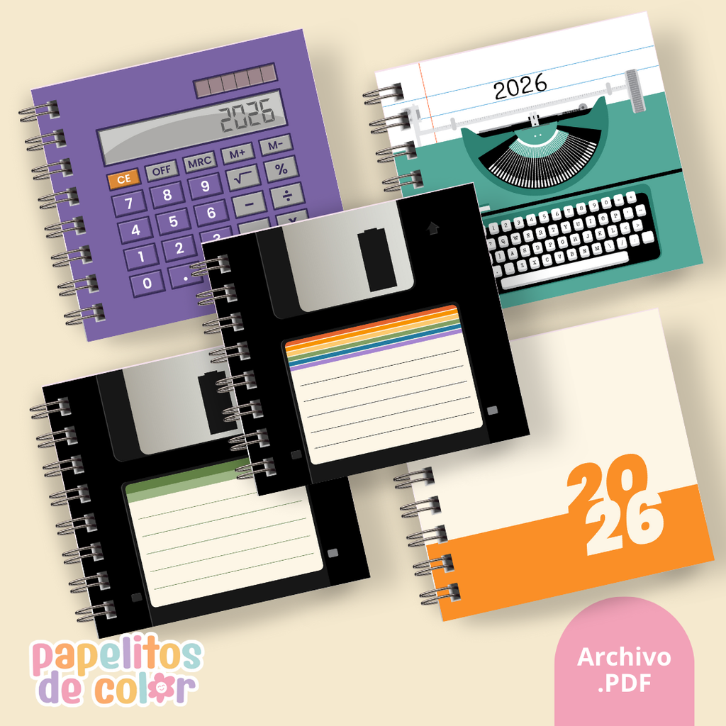 Pack 25 Portadas Agendas – Estilo Retro