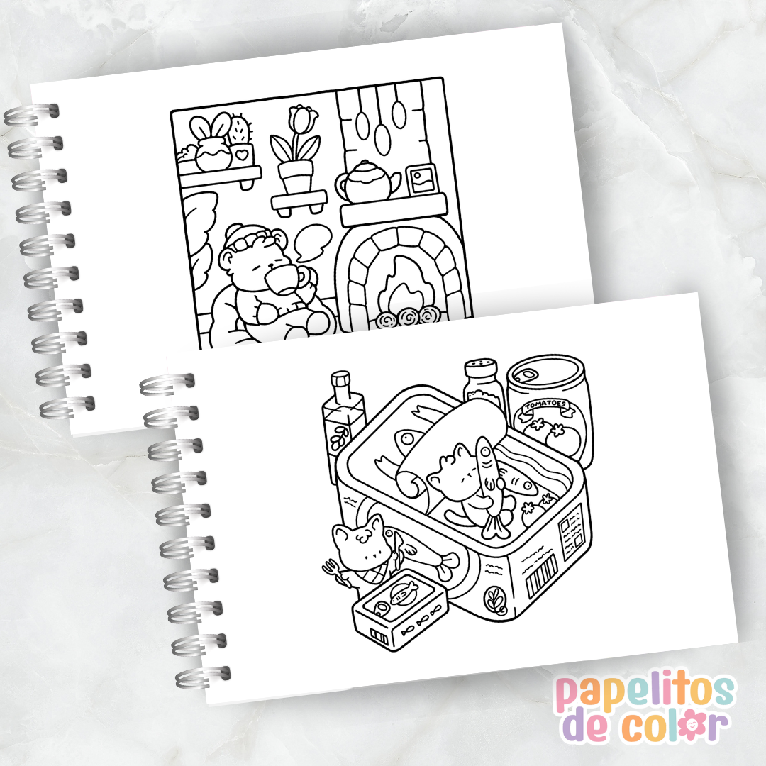 🤎🎨Libro para pintar Comfy & Cozy 🧸🕯️✨