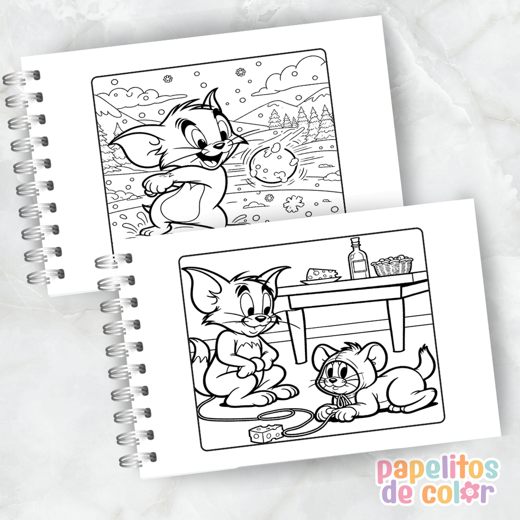 🎨 Libro para Pintar de Tom y Jerry 🐱🐭✨