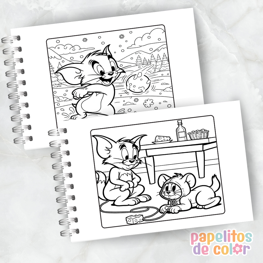 🎨 Libro para Pintar de Tom y Jerry 🐱🐭✨