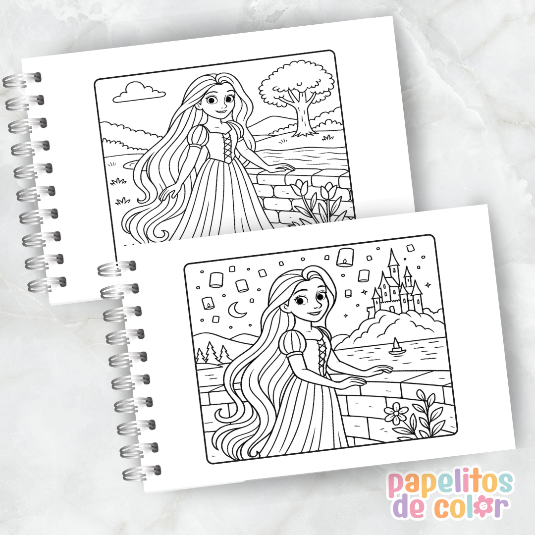 💜🌸 Libro para pintar Rapunzel 🌸💜