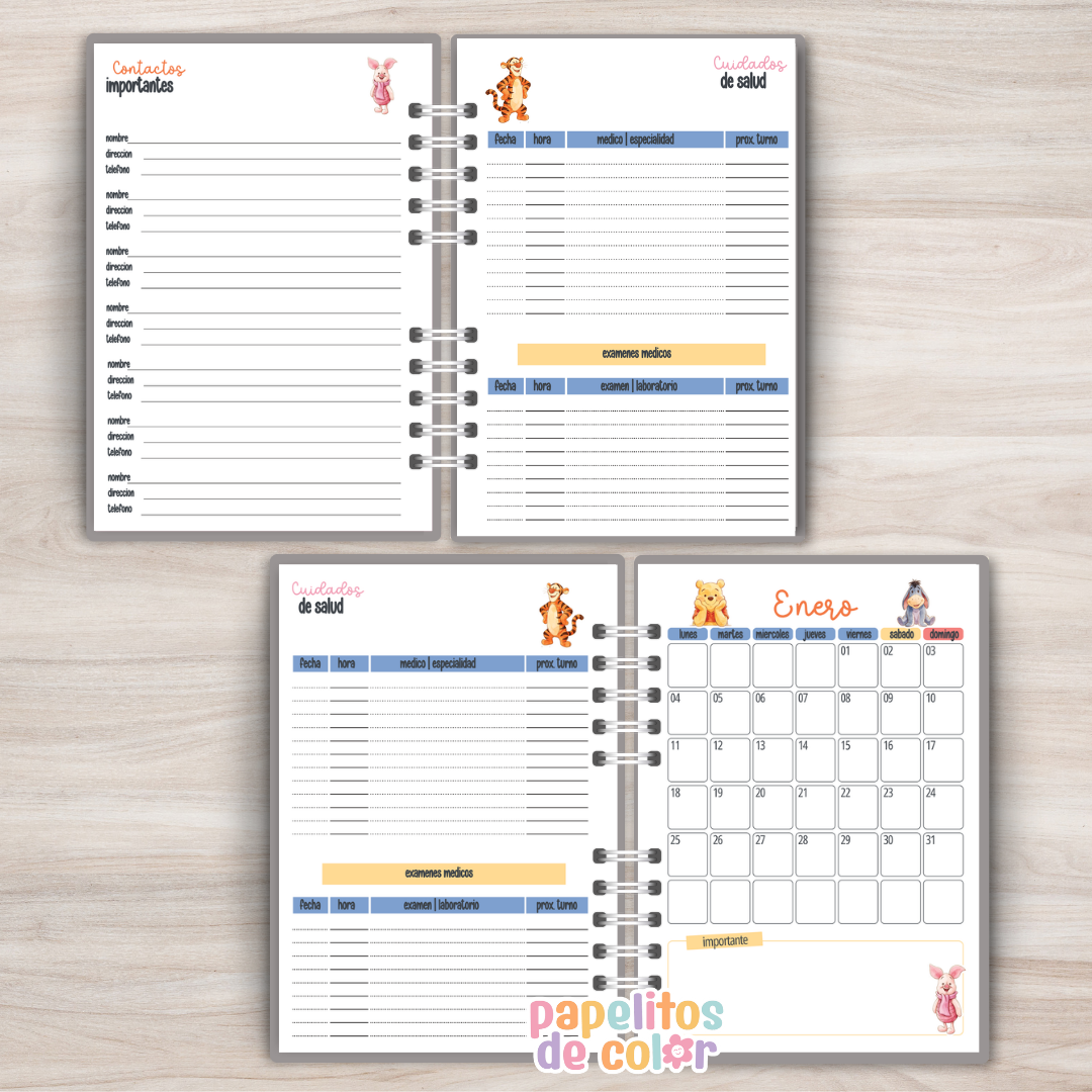 🧸✨ Agenda Pooh - 2 Días por Hoja📖💛
