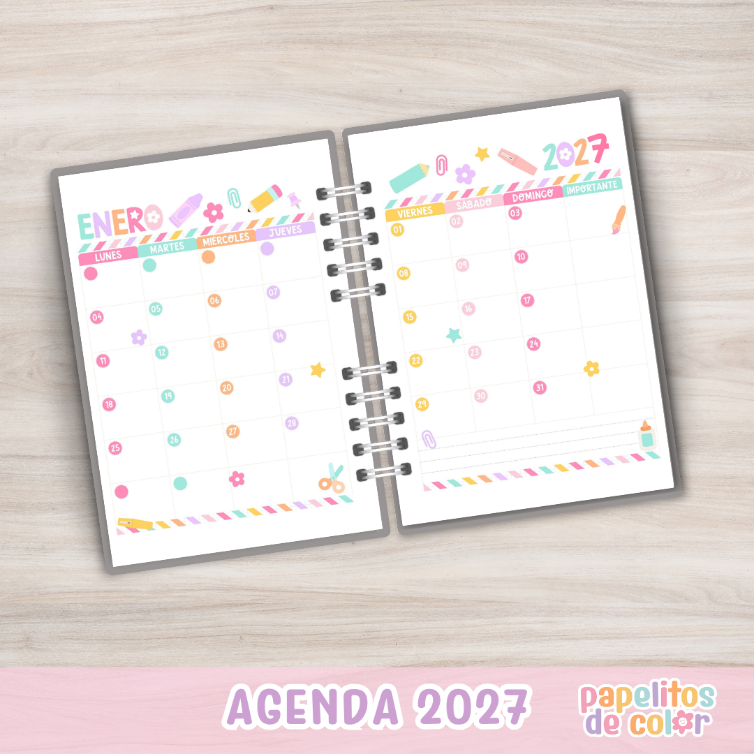 🎀📅 Agenda Wonderful - Semanal 2027 ✨💖