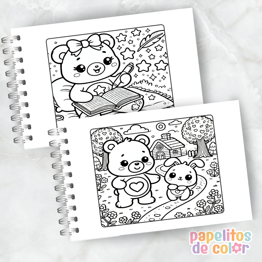💖Libro para pintar Ositos Cariñositos 🐻🌈✨