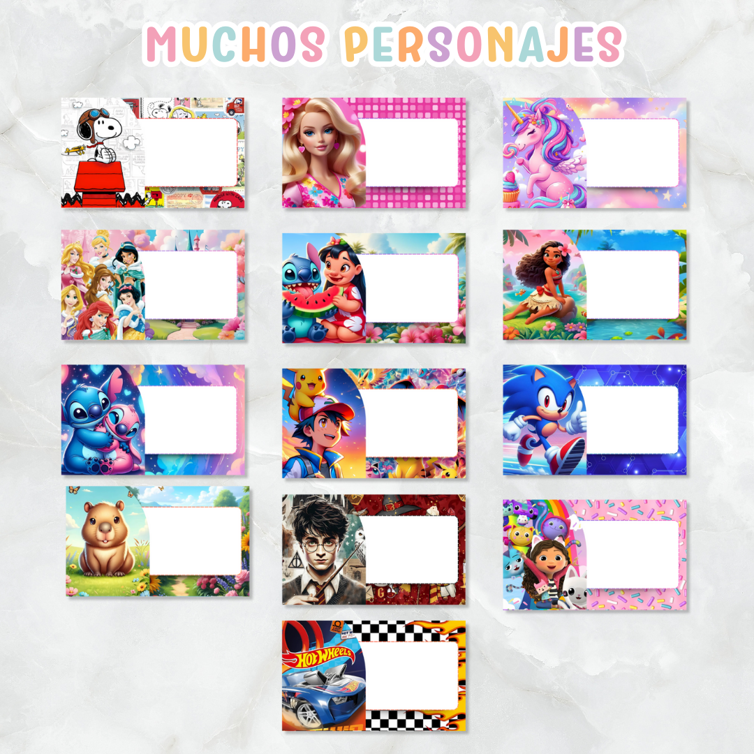 🎒 Kit Escolar – Etiquetas + Tapas  ✨📚