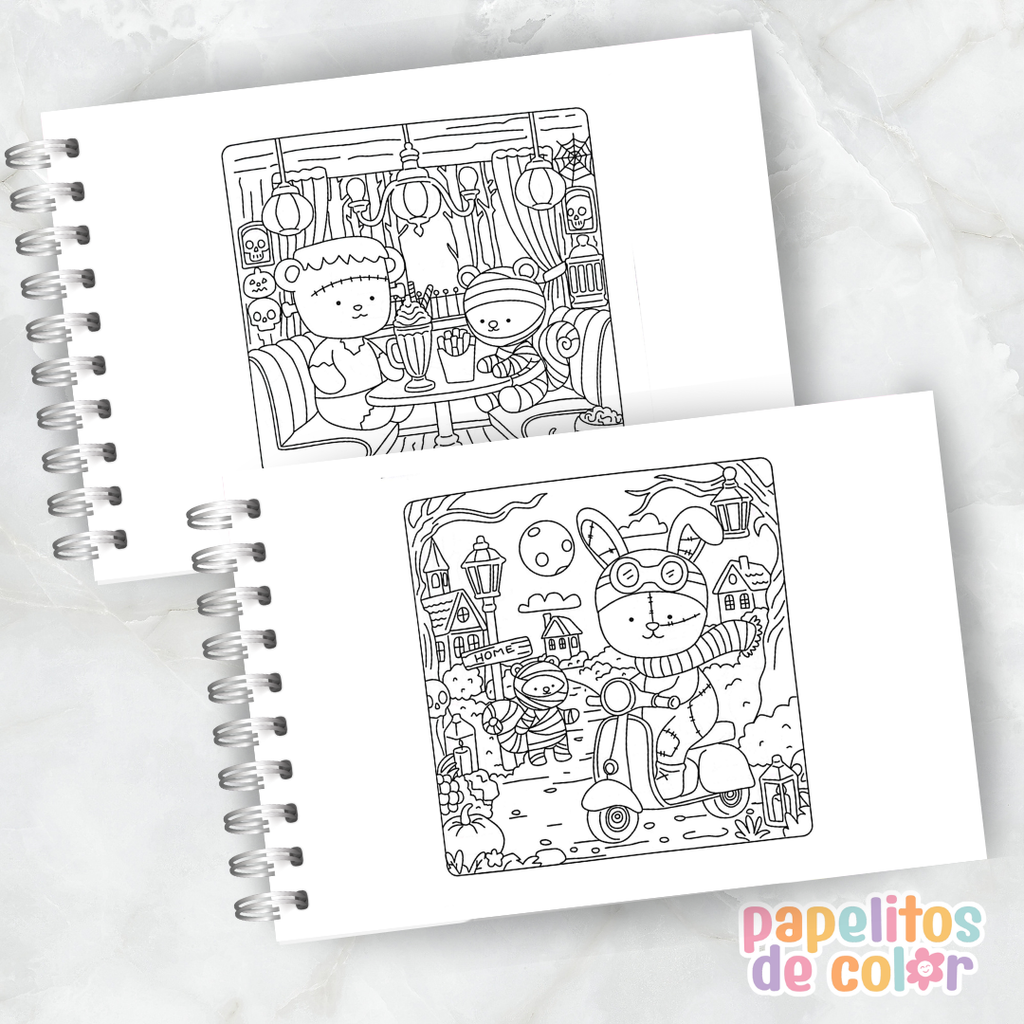 👻🖤 Cuaderno para pintar Spooky Friends ✨🎨