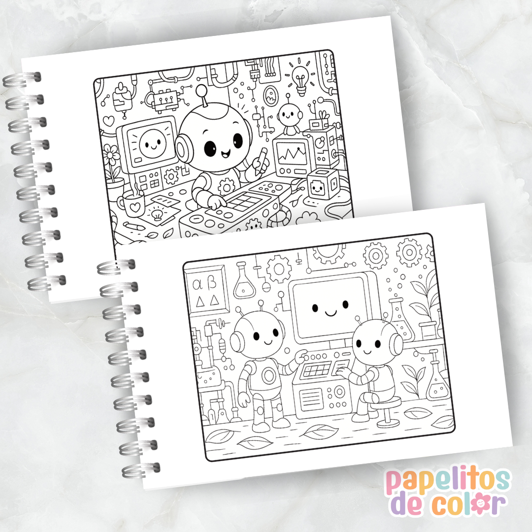 🤖🎶 Libro para pintar Robots ⚙️🎨