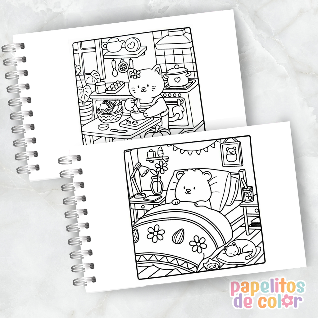 🎨💖Libro para pintar Cute & Cozy 🧸🕯️✨