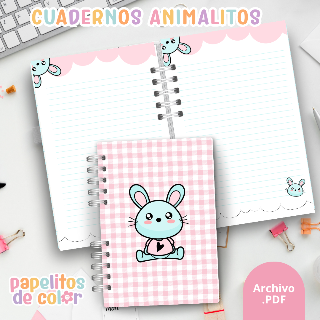 Cuadernos Animalitos Cute 🐻🐰🐱