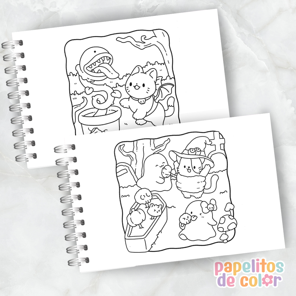 🎃🐱 Libro para Pintar Meowlloween ✨