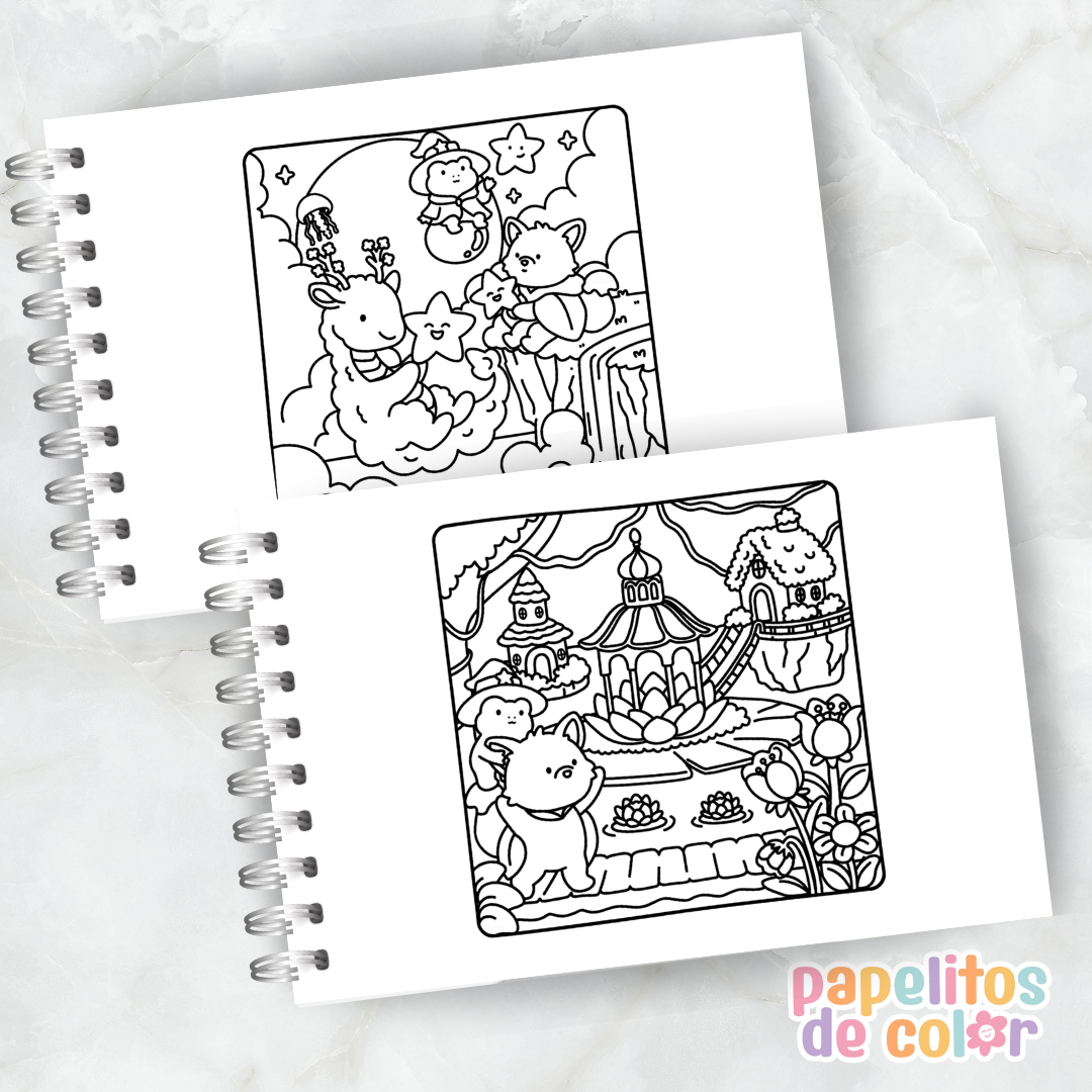 🧸🌈 Libro para Pintar Fuzzy Land ✨🎨