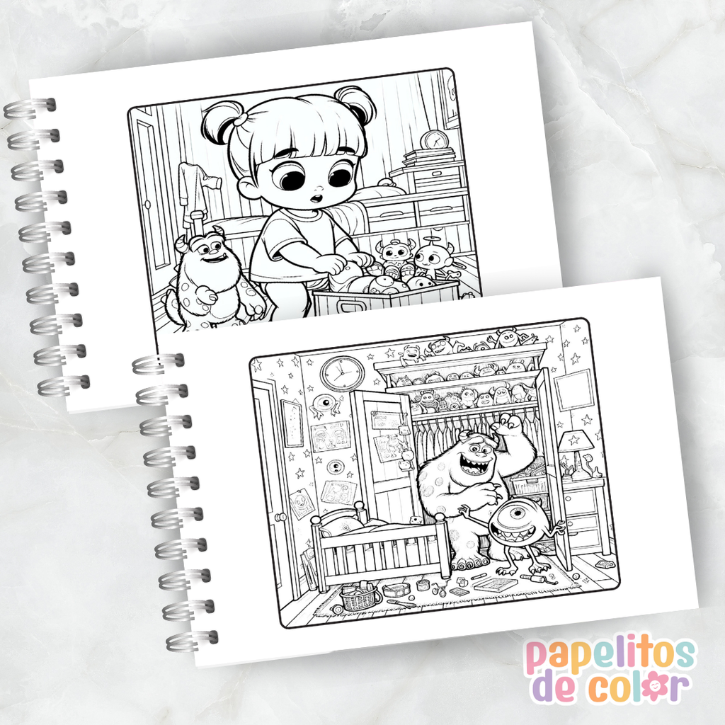 💚👁️ Libro para pintar Monsters Inc 👁️💚